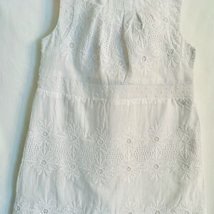 Vineyard Vines Girls White Swiss Dot Trim Dress